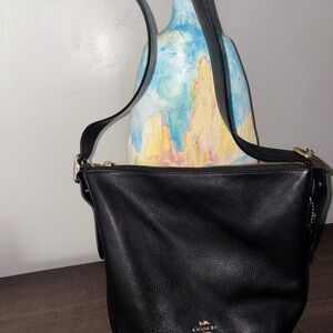 Coach Black Pebbled Leather Shoulder Bag
